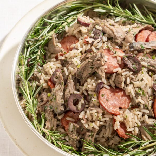 Arroz de pato com linguiça portuguesa e azeitonas pretas 1kg