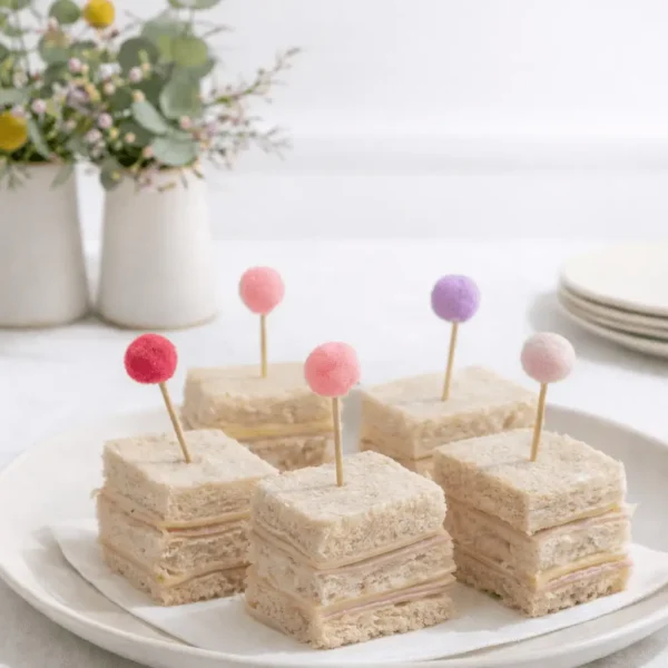 Mini pão de miga com presunto e queijo