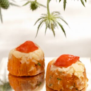 Mini cuscuz de pupunha e pimenta biquinho (vegan)
