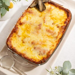 Lasanha de berinjela (acompanha travessa de vidro para levar ao forno)