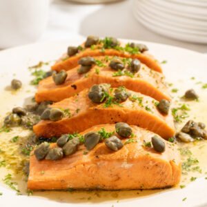 Salmão grelhado ao molho de alcaparras (postas) 1Kg