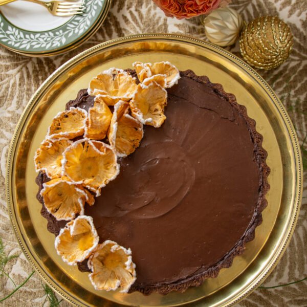 18- Torta de ganache de chocolate belga 70% com compota de abacaxi